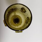 Verre craquelé soufflé bouche vert olive