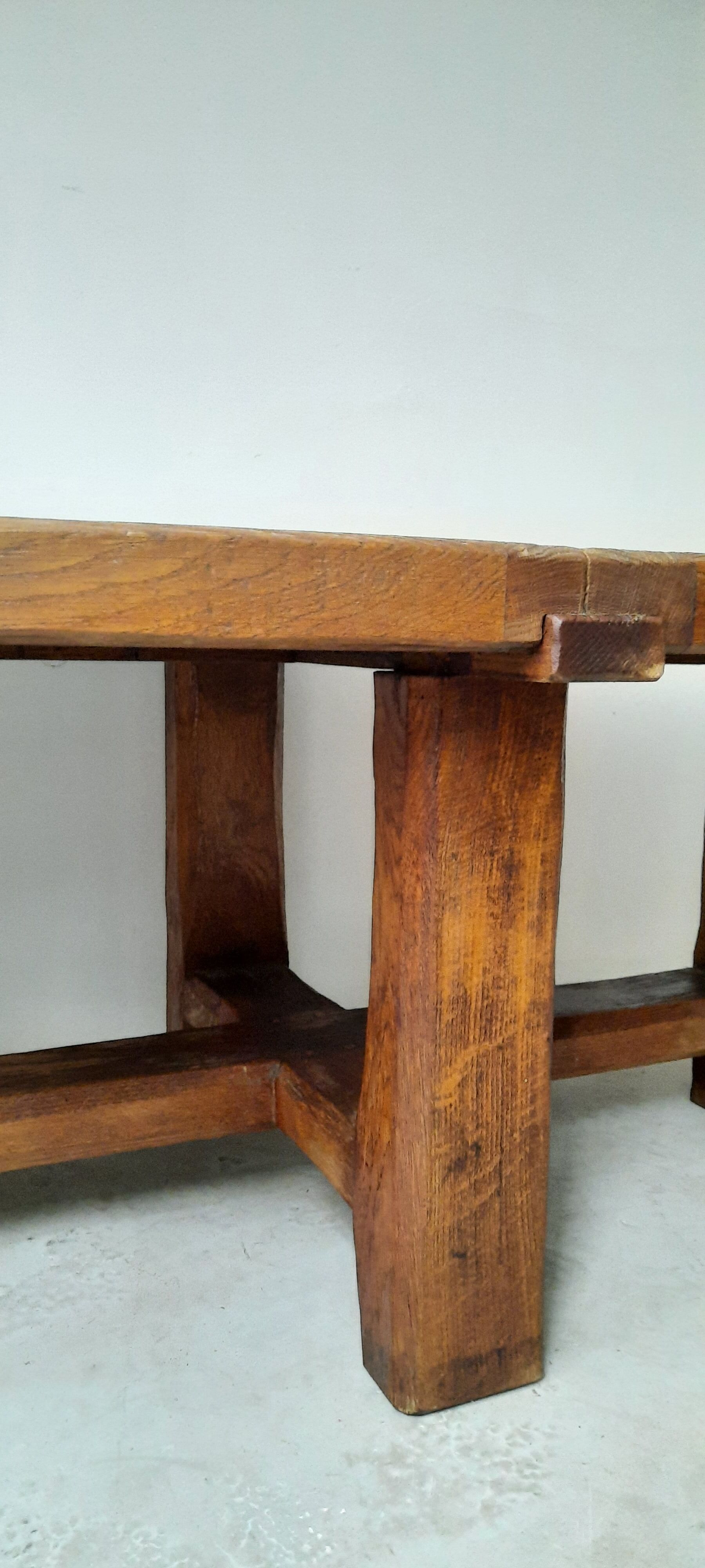 Brutalist oak coffee table in aircraft wing shape - stamped - circa 1960