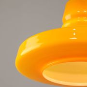 Mid-Century Italian Yellow Glass and Brass Pendant Lamp
