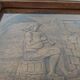 Vintage wooden serving tray signed Souron