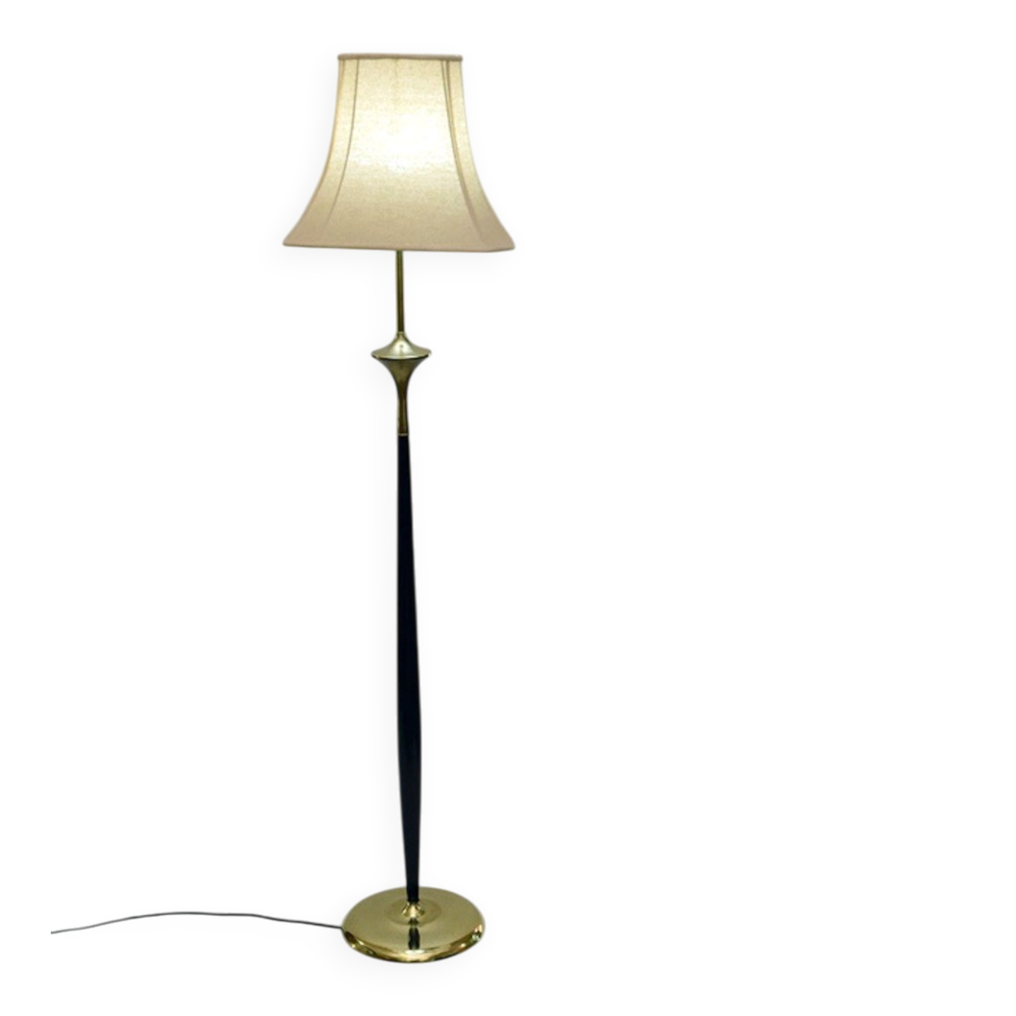 Lampadaire en acajou et laiton, années 1950