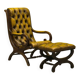 Original English Chesterfield Wingback Chair & Matching Footstool