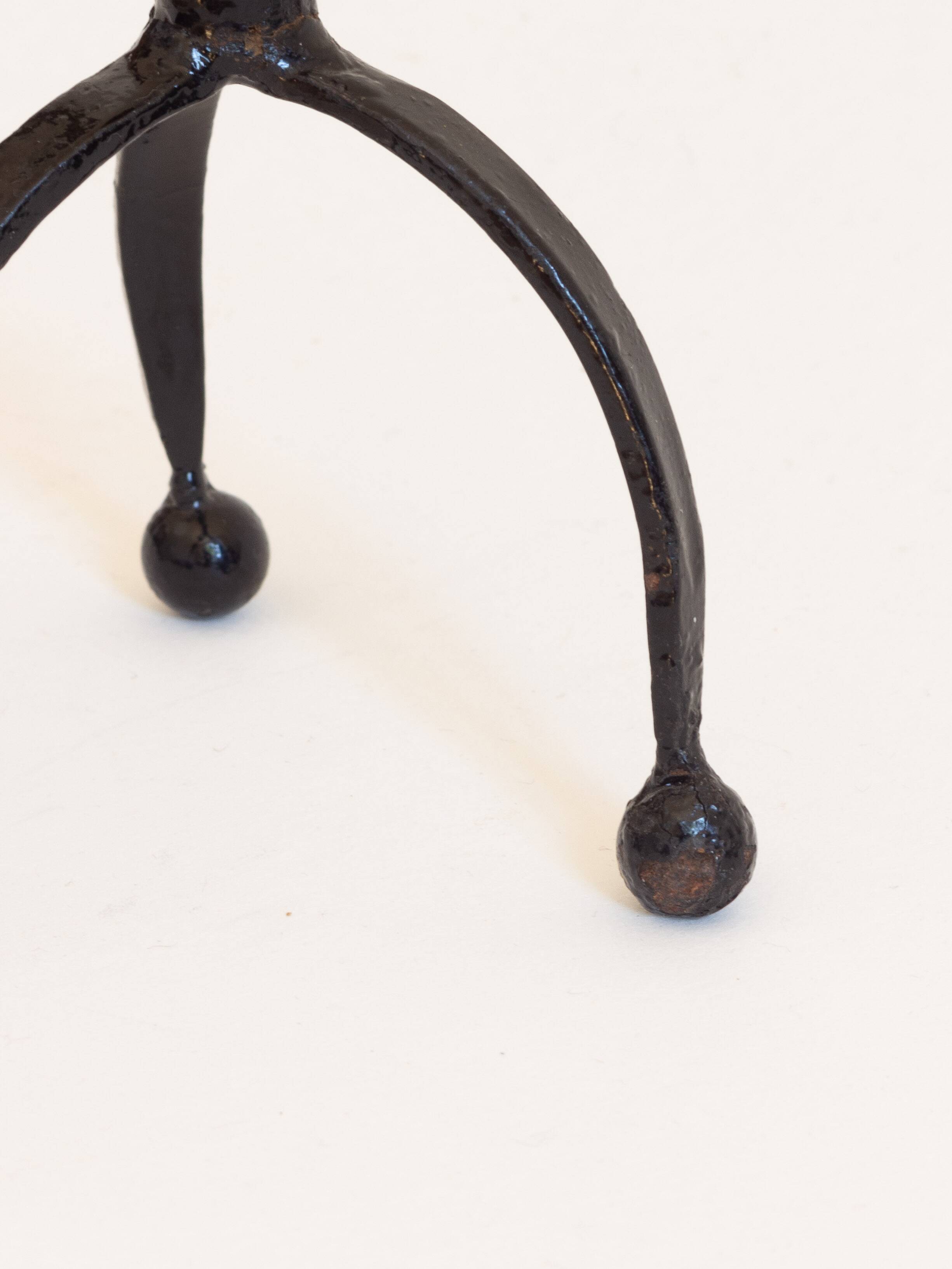 Tripod candle holder in black enamelled wrought iron, 1960s