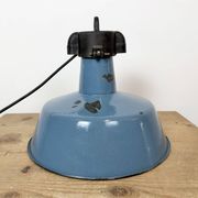 Industrial Blue Enamel Factory Lamp with Cast Iron Top, 1960s