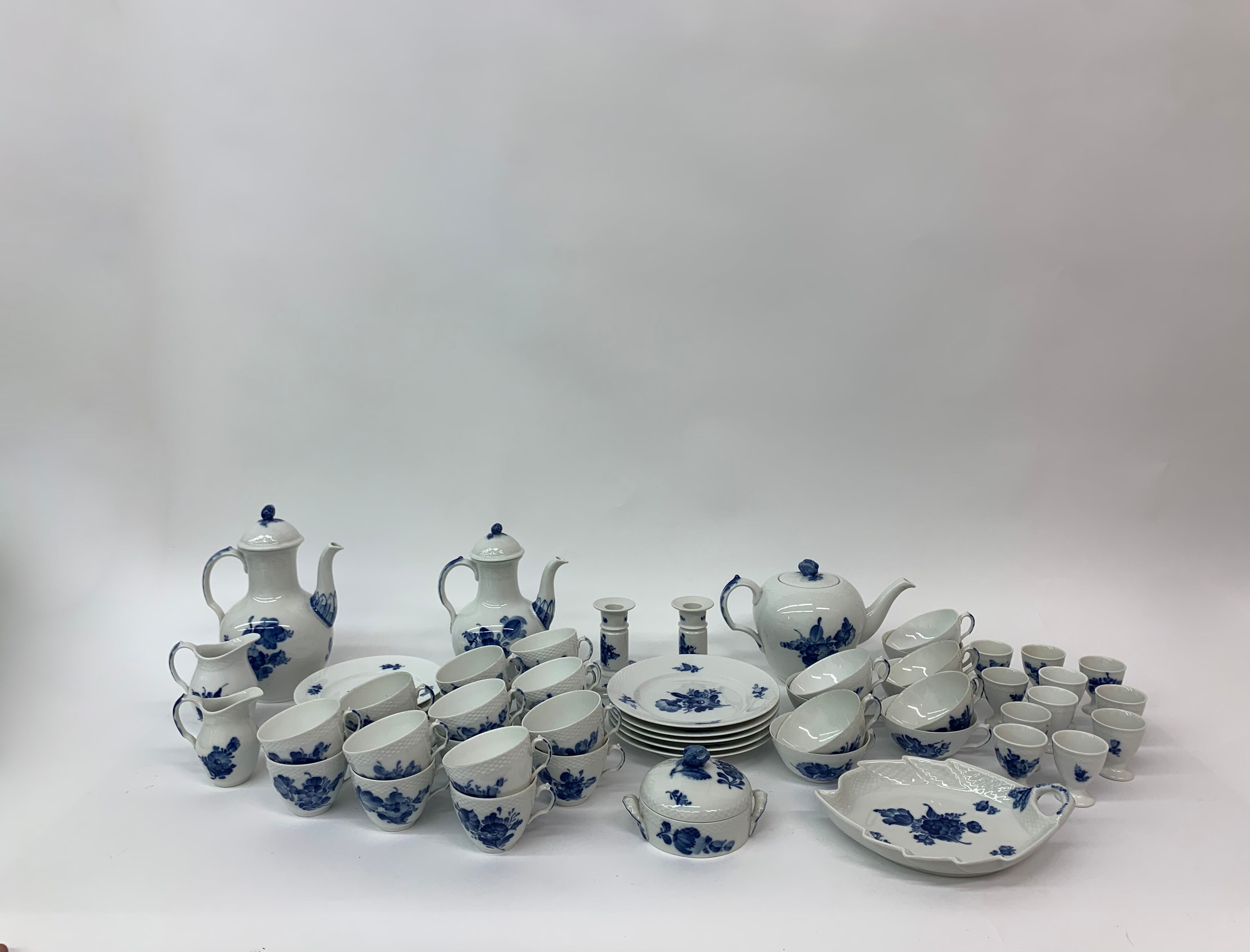 Set of Royal Copenhagen blue flower braided crockery