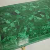 Coffee table veneer of malachite and brass gold circa 1970