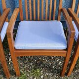 Stackable chair-armchair in solid teak with cushion by Vlaemynck