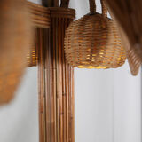 Lighted mirror in rattan 100x80cm