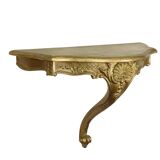 Gilded Rococo Style Mirror With Console Acanthus France