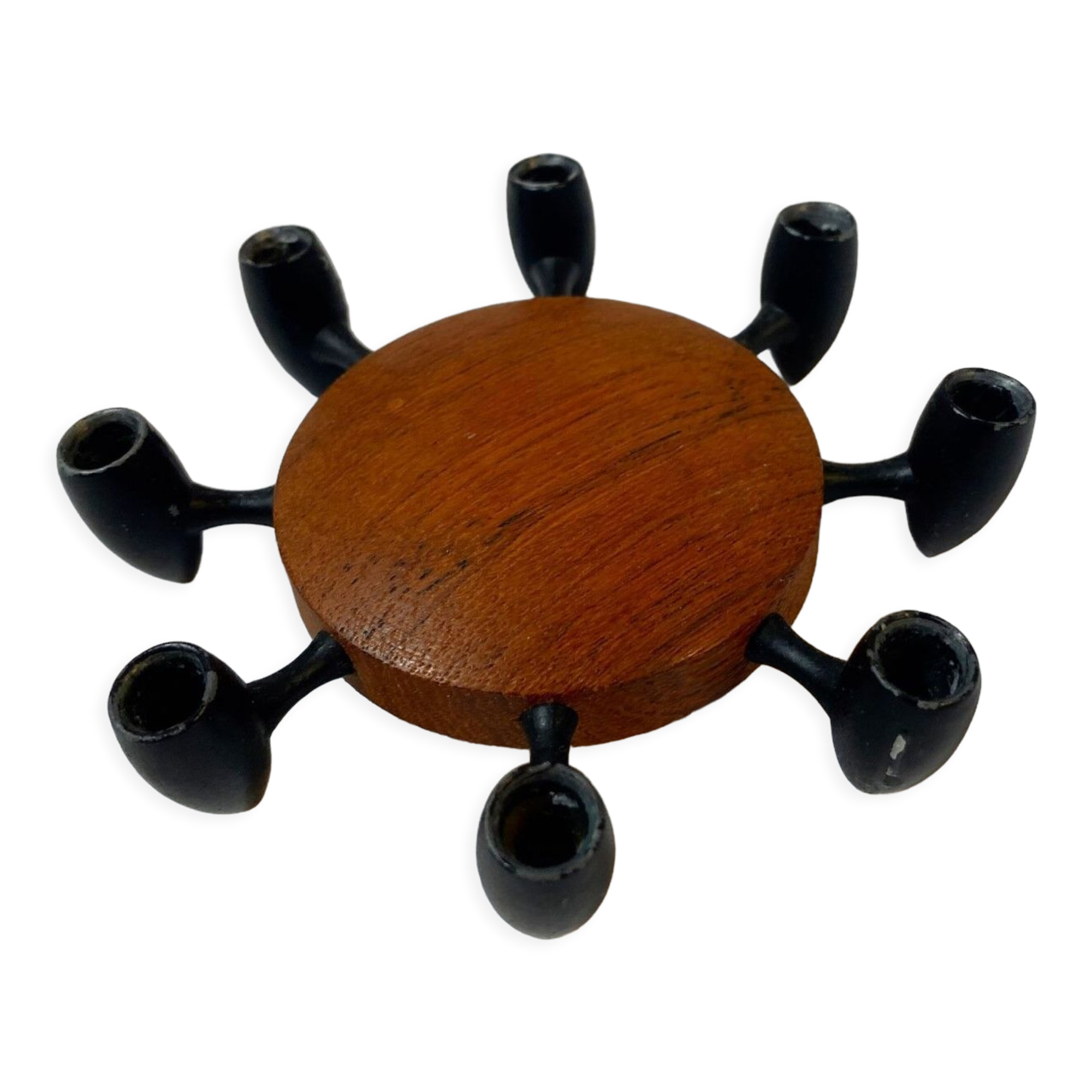 Digsmed teak and metal candle holder with 8 burners