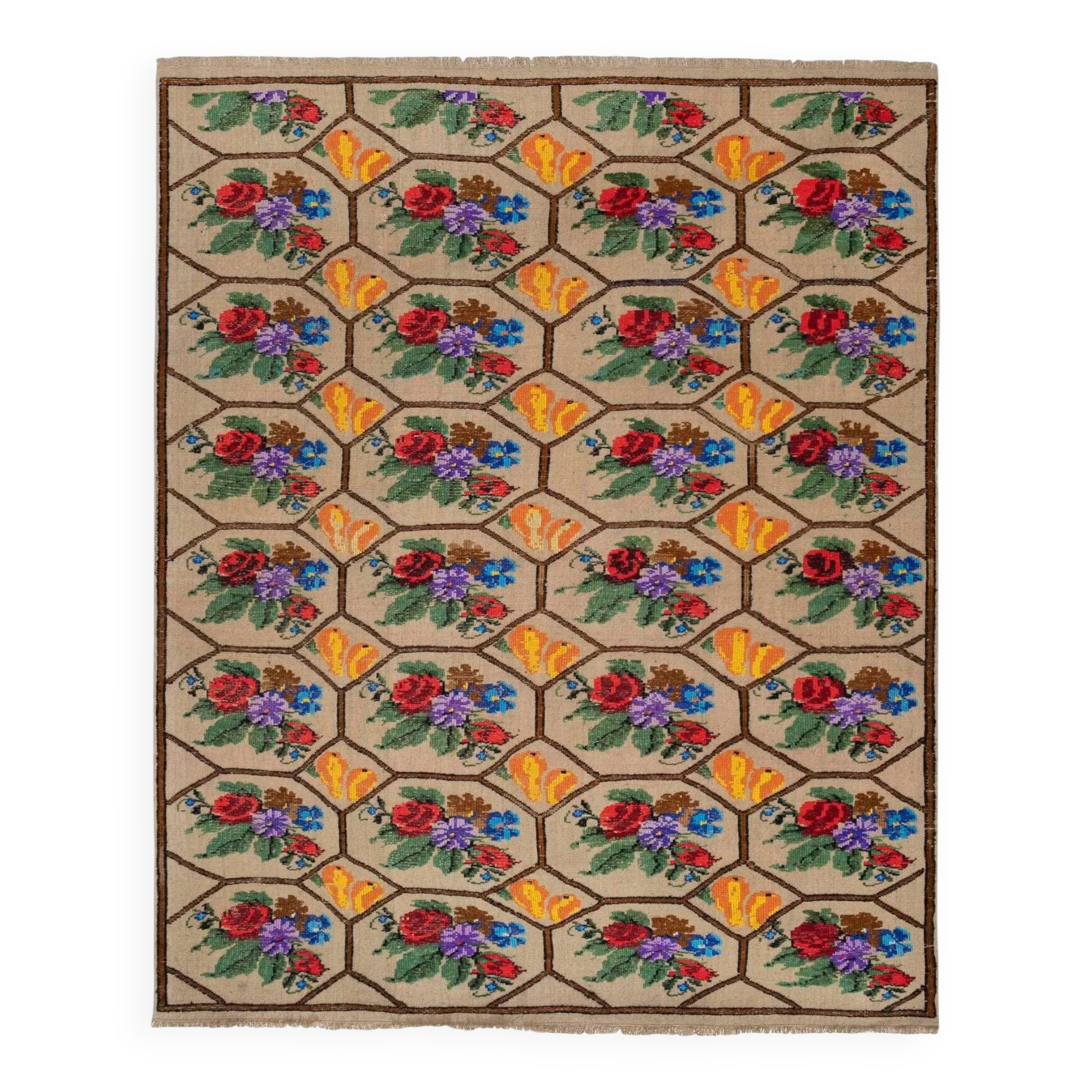 Vintage Turkish kilim handwoven 150x183 cm