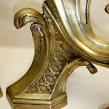 Chenet bronze ancien paire XVIII décor feuille accessoire cheminée garniture