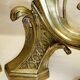 Old bronze andiron pair XVIII decor leaf accessory fireplace trim