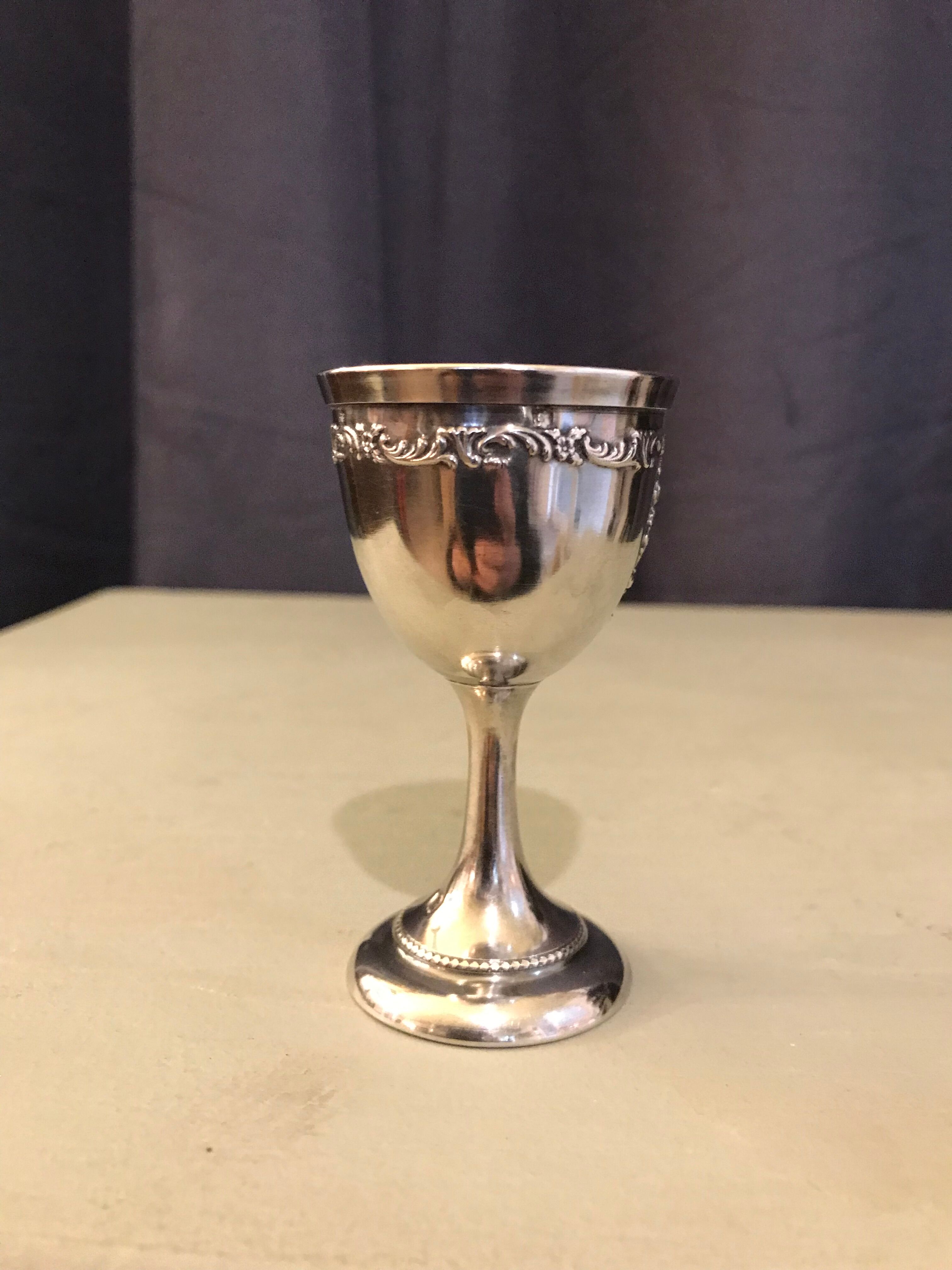 Coquetier Napoleon III solid silver poiçon Minerve with monogram L.M