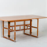 Mcguire rattan flip-top console or dining table light oak