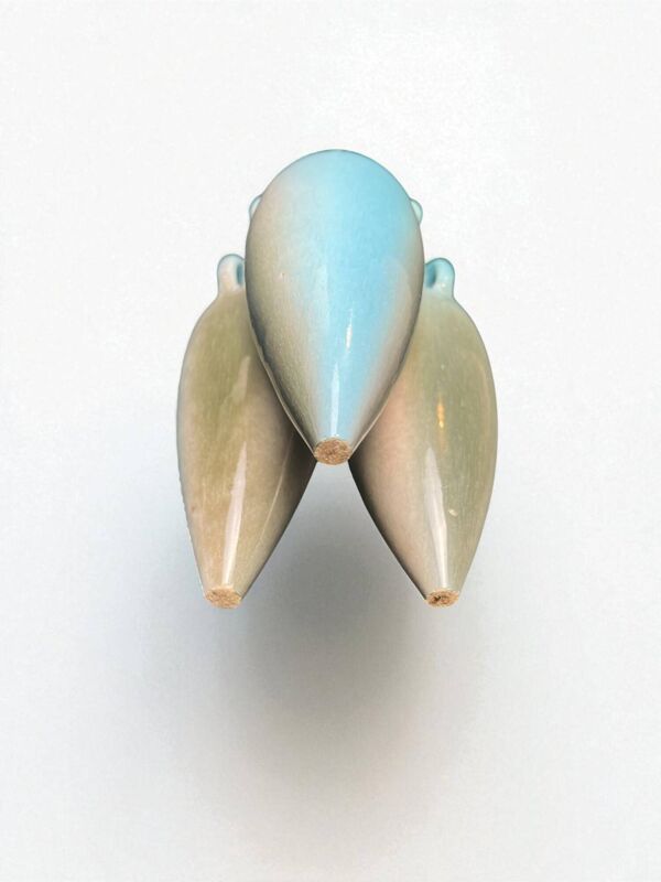 Art nouveau, petit vase triple amphore faïence émaillée Massier vers 1900