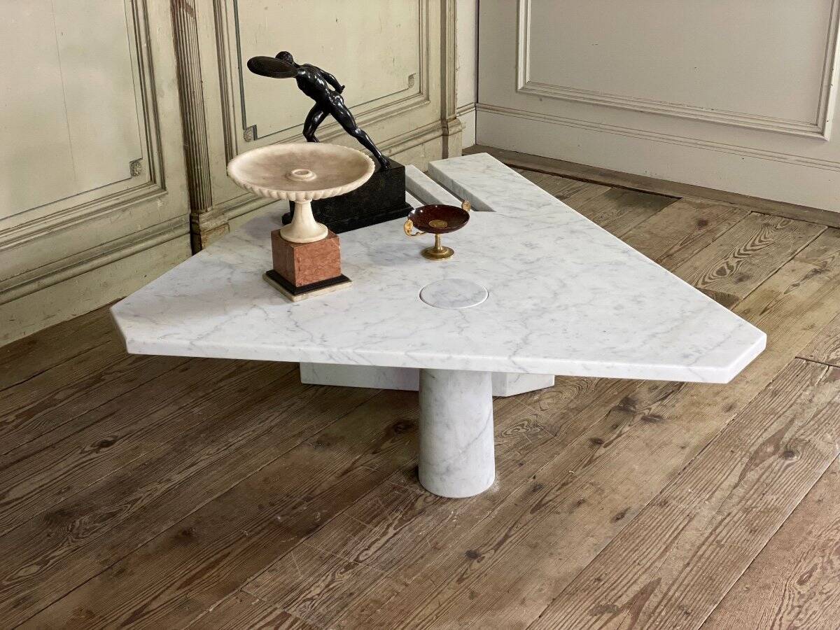 Postmodernist table in Carrara marble