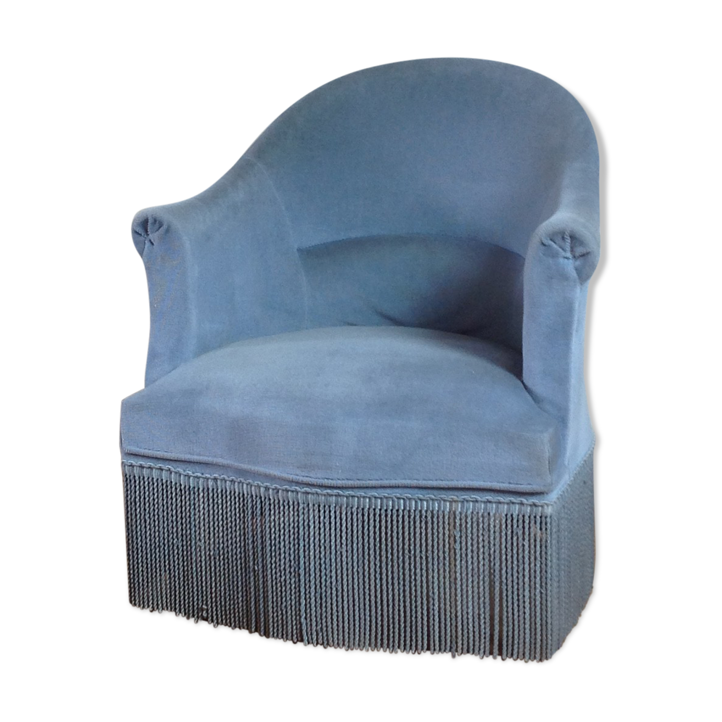 Blue velvet toad armchair