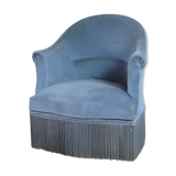 Fauteuil crapaud velours bleu