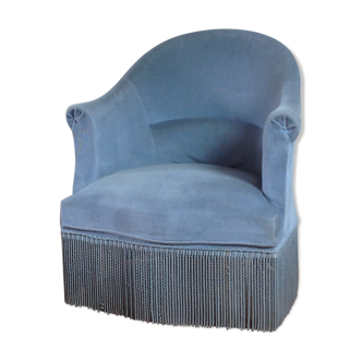 Fauteuil crapaud velours bleu