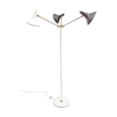Stilnovo design floor lamp three arms years 50 in alluminium marble, rarest