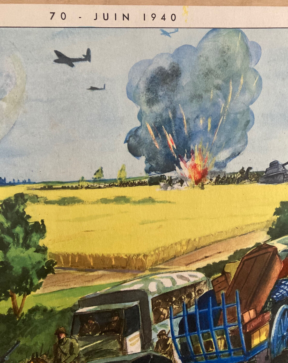 Double-sided school poster signed herouar collection rossignol verdun june 1940