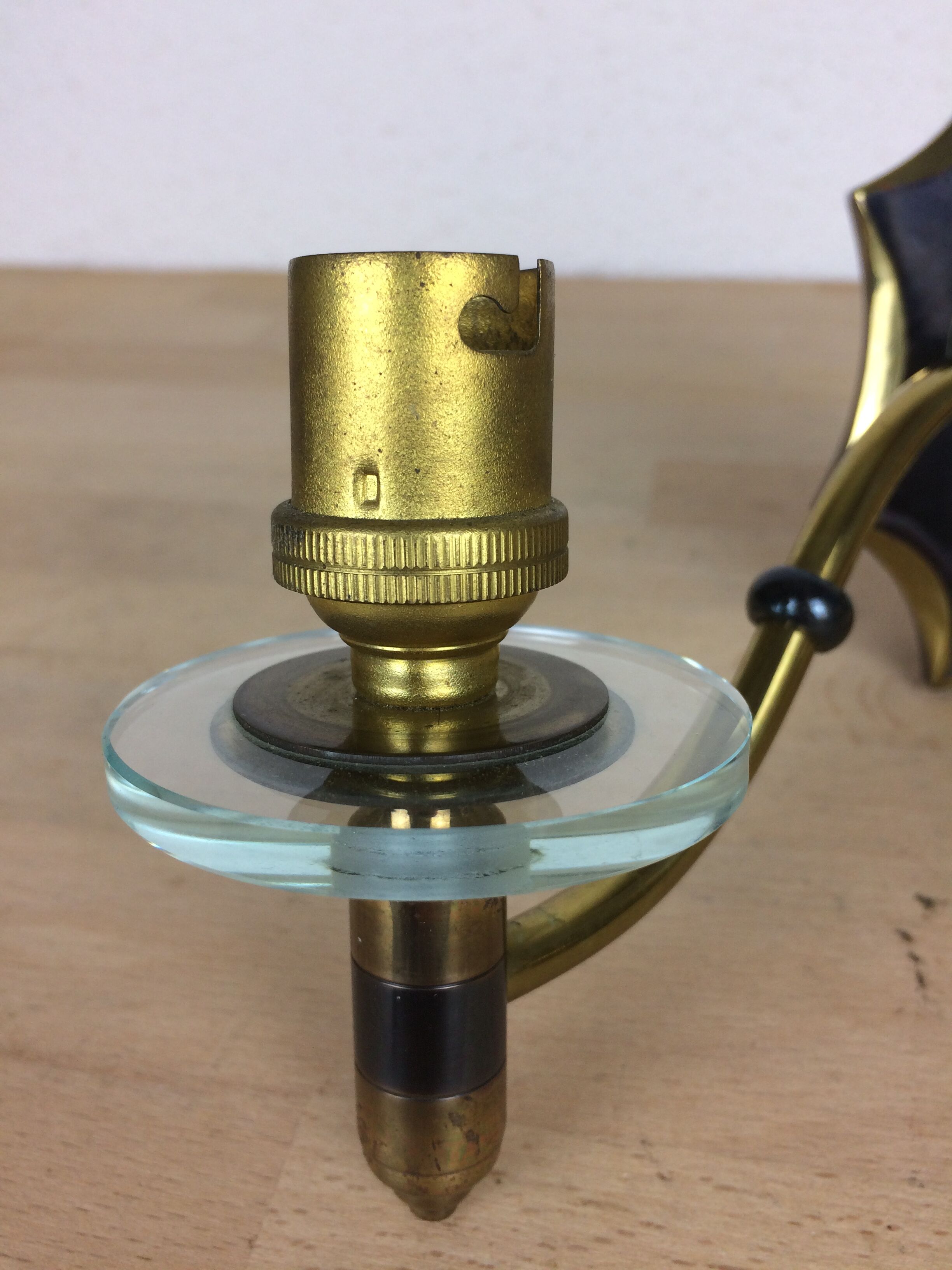 Applique double laiton verre années 50