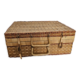 Rattan suitcase, wicker and rafia