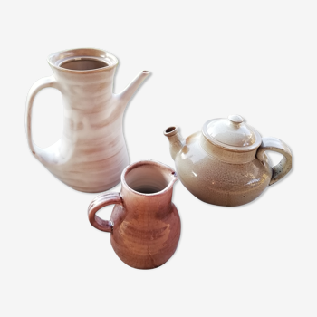 Trio of artisan sandstone teapots