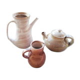 Trio of artisan sandstone teapots
