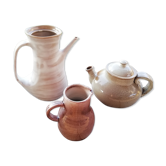 Trio of artisan sandstone teapots