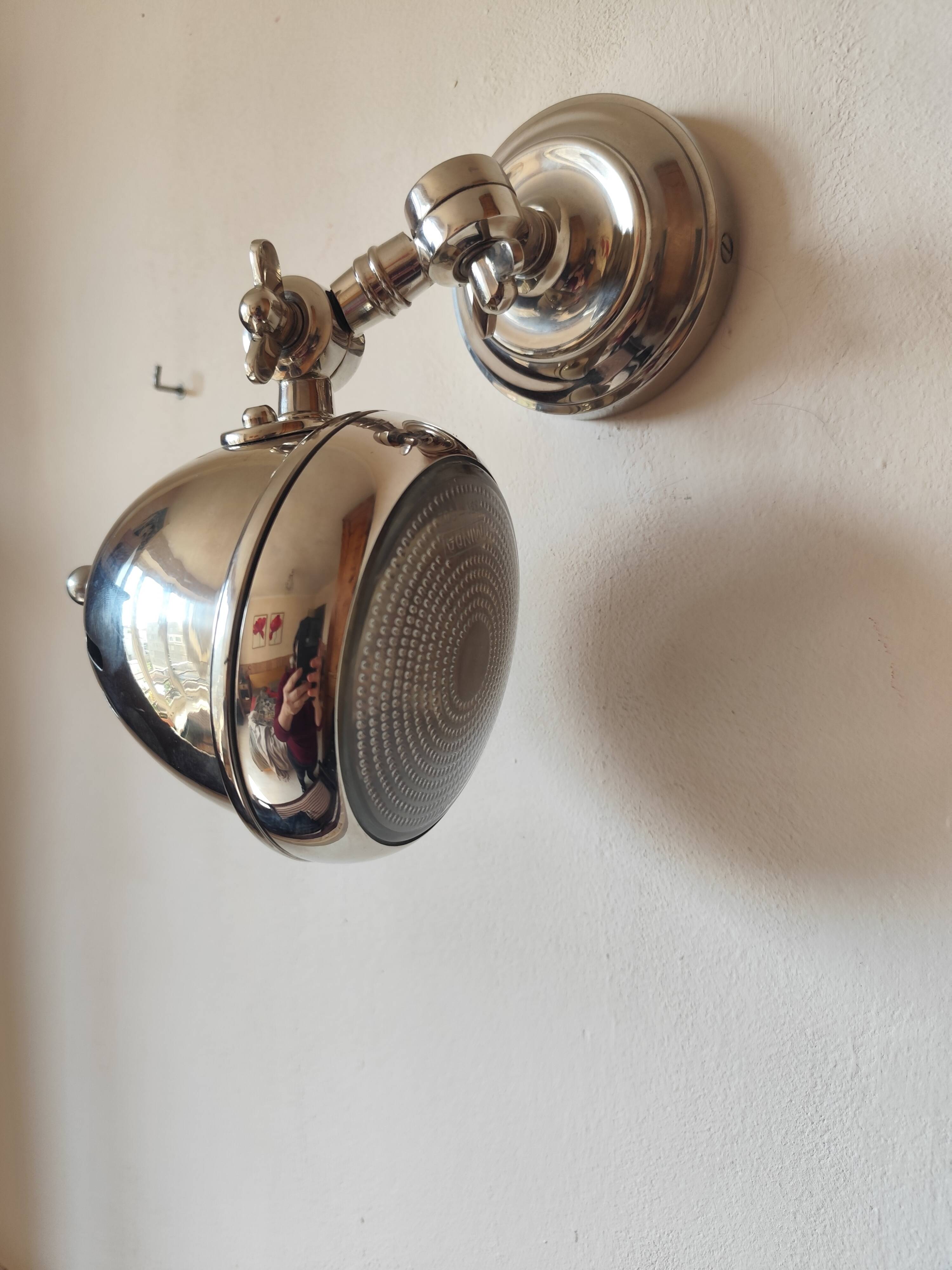 Adjustable brushed metal spotlight - articulated headlight lamp