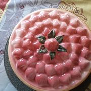 Vintage dessert plate in glazed ceramic with strawberry design, 1950s-1970s.