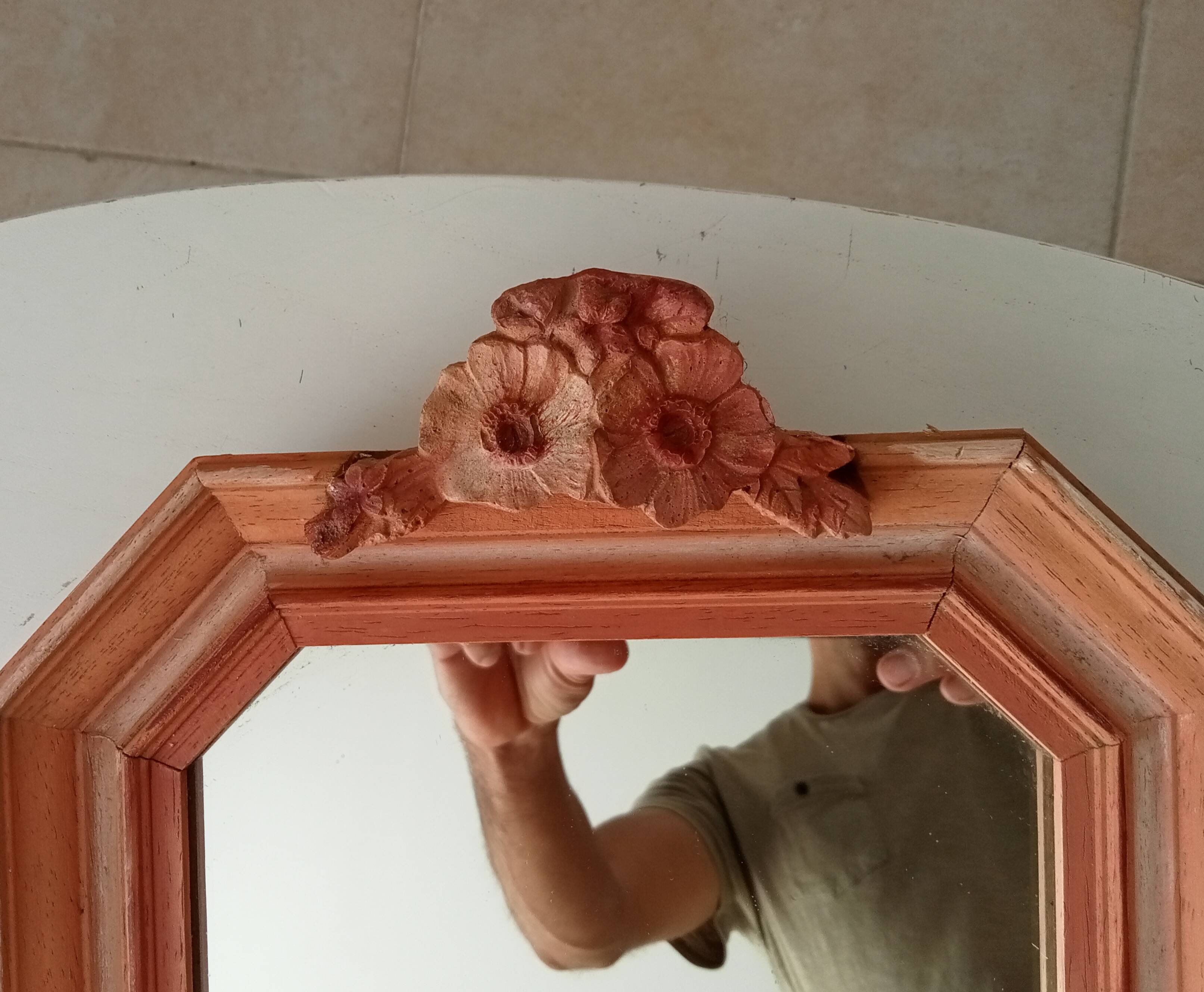 Miroir vintage octogonale avec fronton
