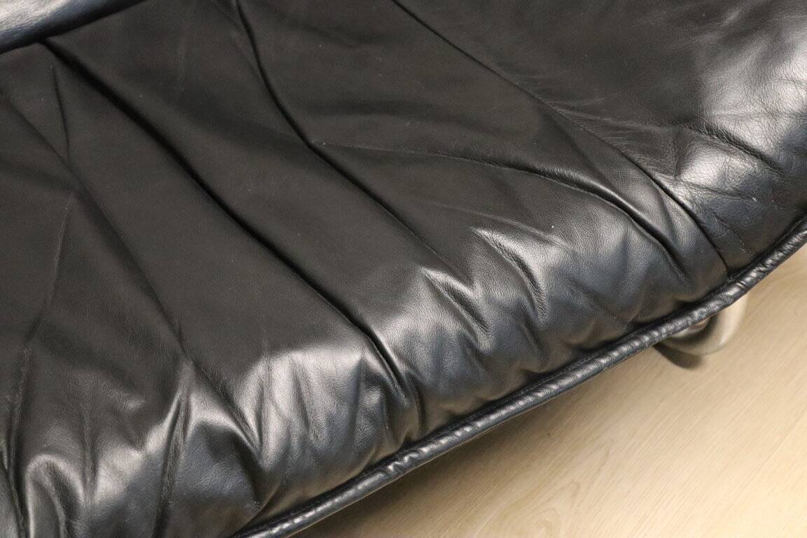 Vintage armchair by Johan Bertil Häggström for Ikéa in leather and chrome metal, 1970s