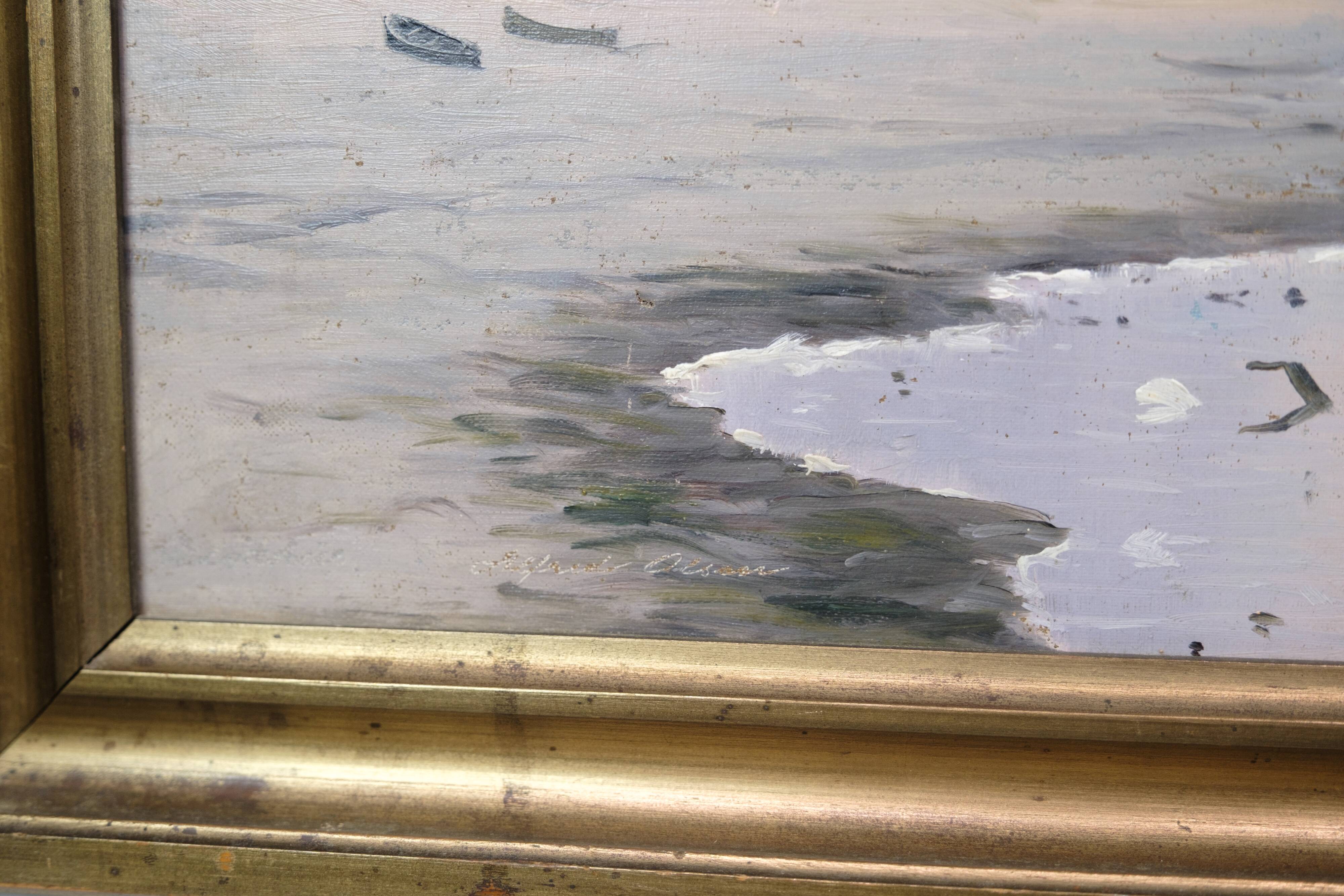 Oil painting on canvas - Coastal landscape - Alfred Theodor Olsen - Circa 1900