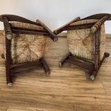 2 mulched armchairs in turned wood