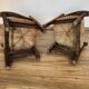 2 mulched armchairs in turned wood