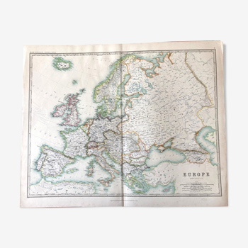 Carte ancienne de l'Europe by Keith Johnston - fin XIXe