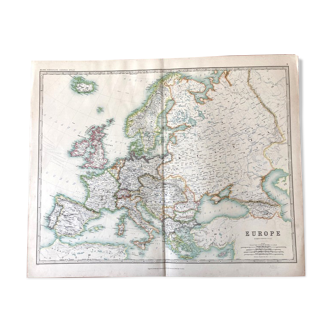 Ancient map of Europe by Keith Johnston - late nineteenth