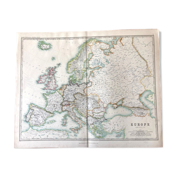Ancient map of Europe by Keith Johnston - late nineteenth