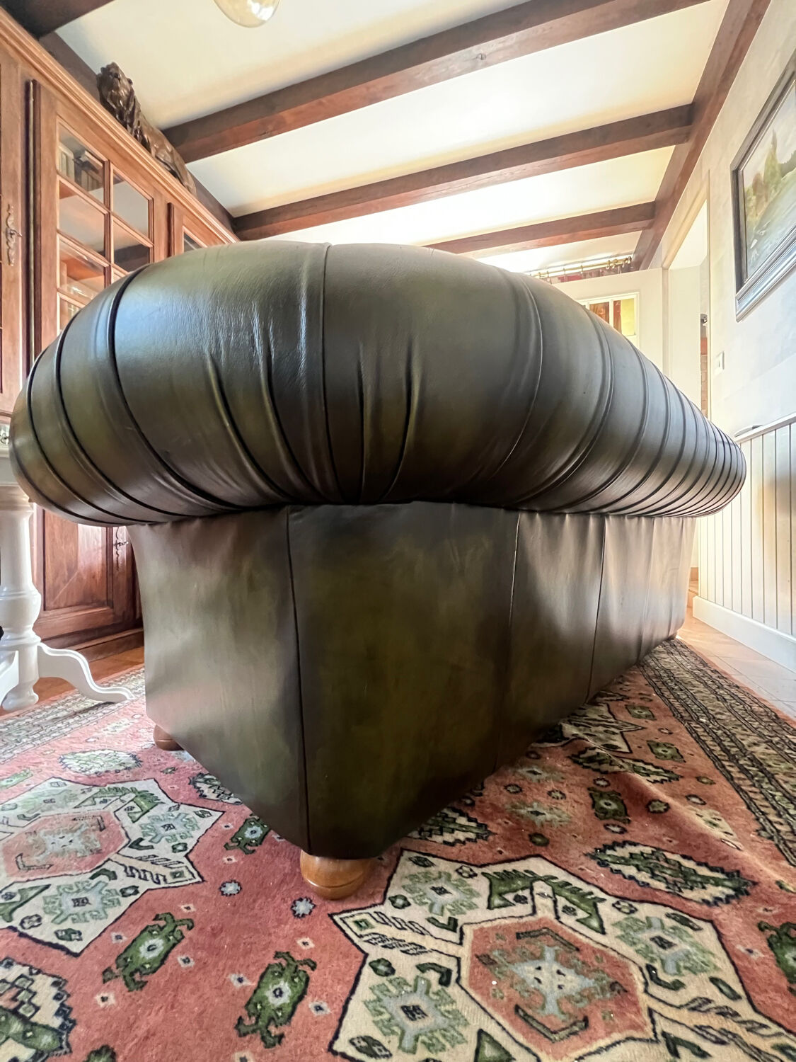 Chesterfield English green 3 seater genuine leather