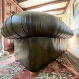 Chesterfield English green 3 seater genuine leather