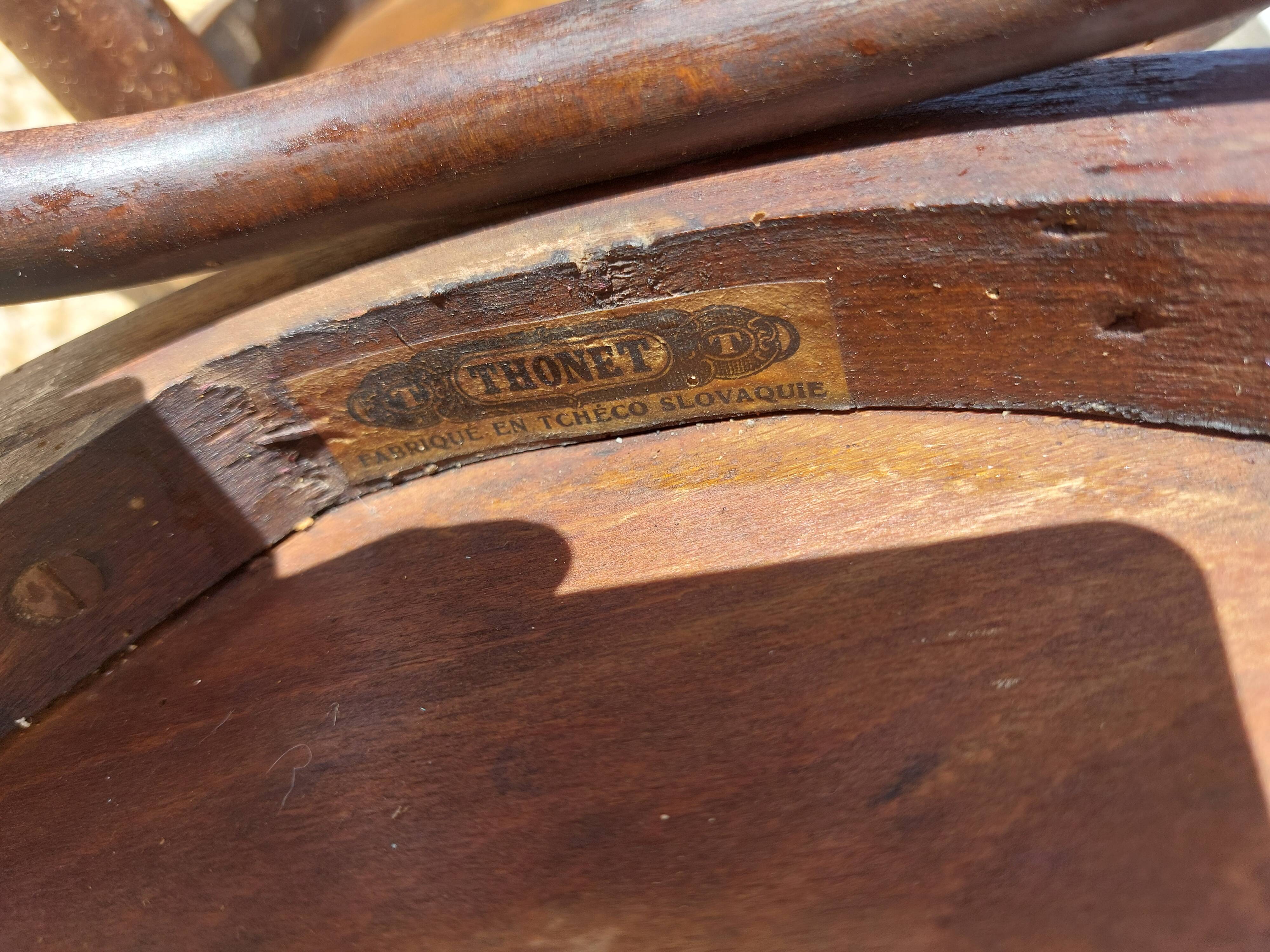 4 curved wooden bistro chairs