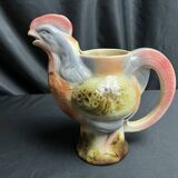 Polychrome earthenware rooster pitcher, 20th century