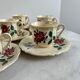 Set of 8 hand-painted coffee cups Sarreguemines Terre de fer