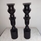 Pair of ebony candle holders art-deco candleholder