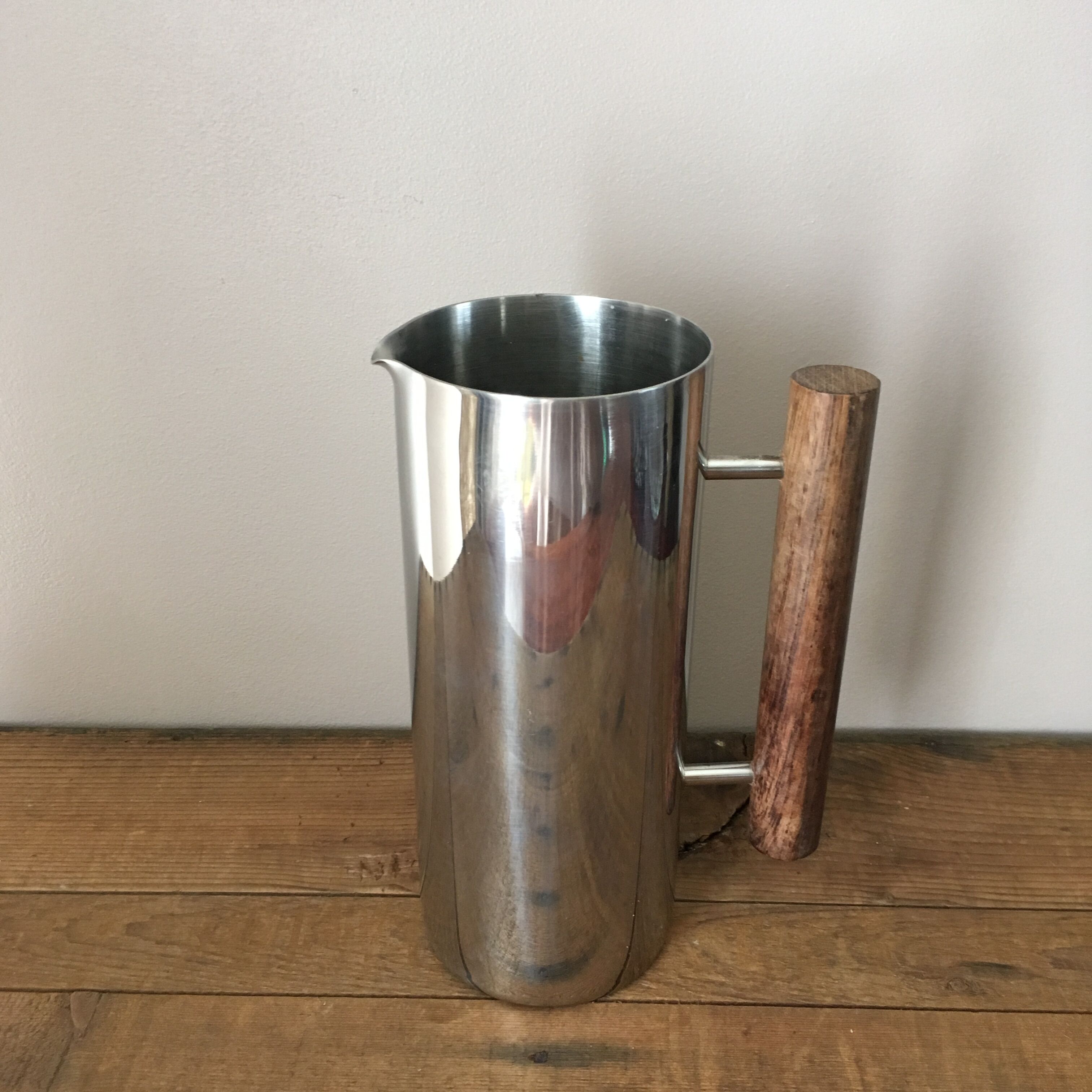 Pitcher Guy Degrenne stainless and wood scandinavian style