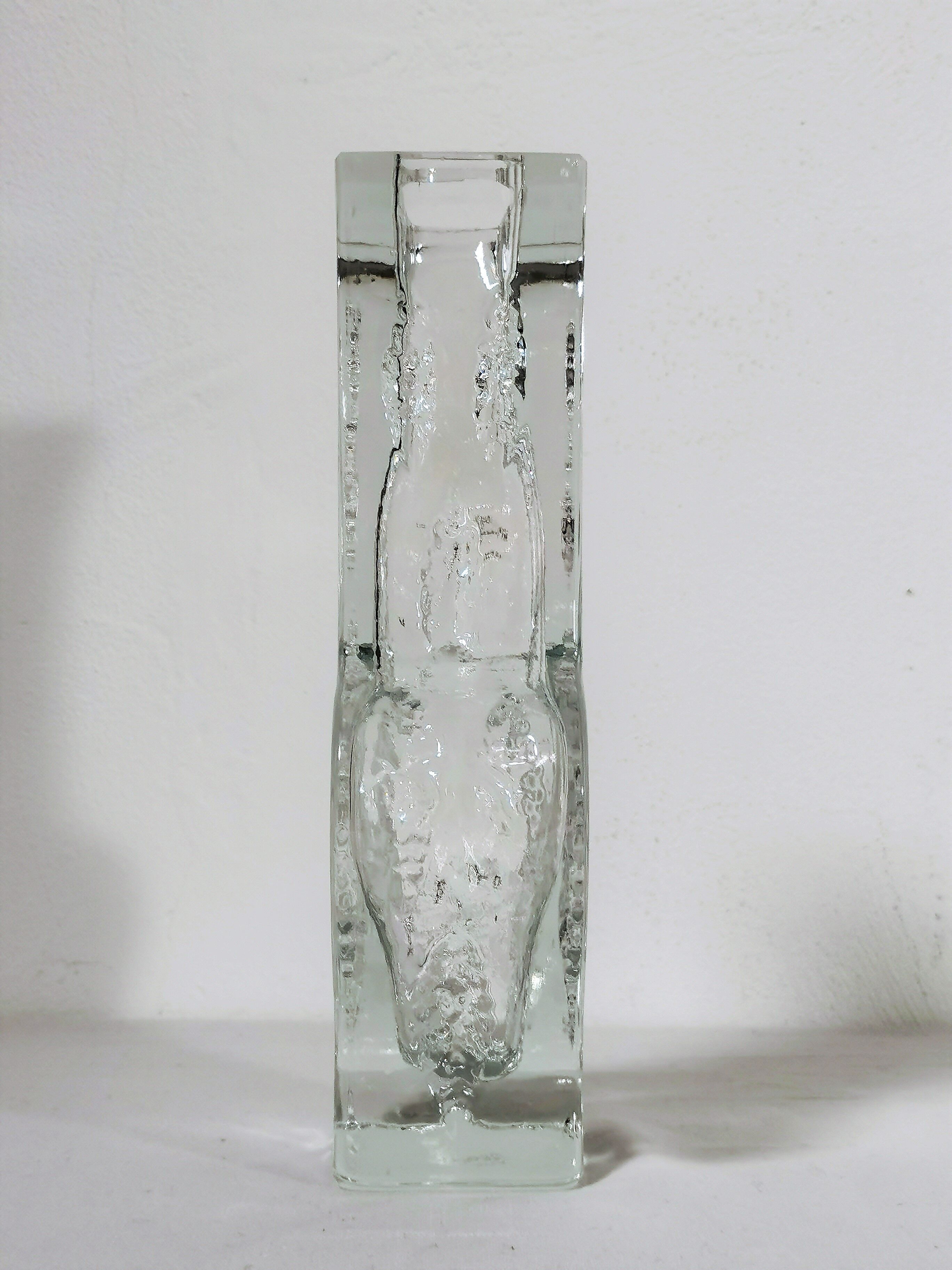 Textured Glass Vase by Ingrid Glashutte 1970's