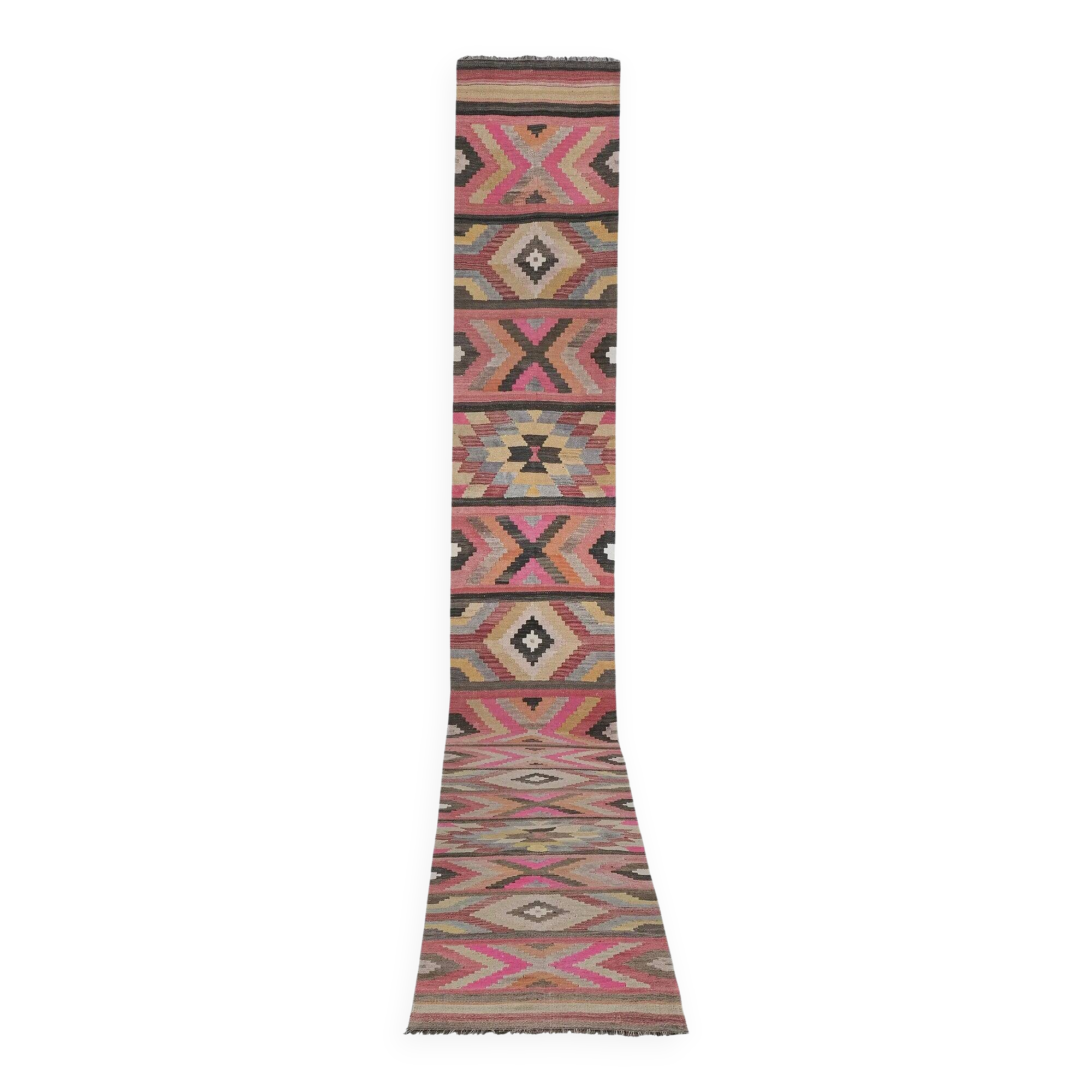 Vintage Turkish hallway rug 77x626 cm